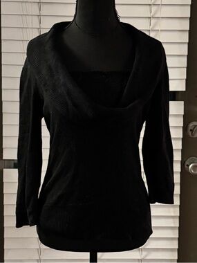 Alfani Petite Black Cowl Neck Women's Sweater, Size PS
